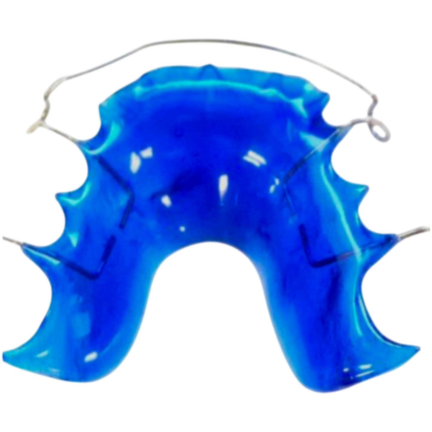 Blue dental impression tray on a white background