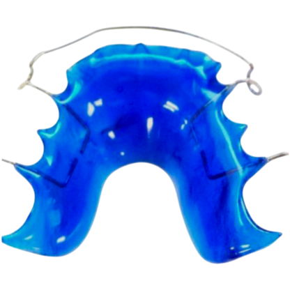 Blue dental impression tray on a white background