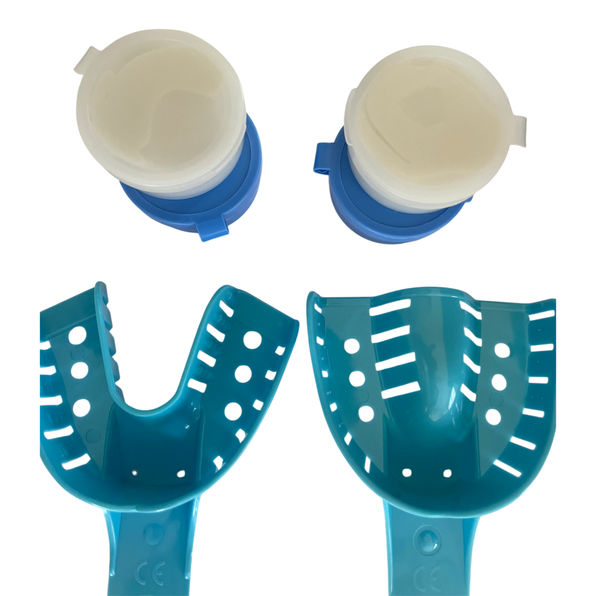 Blue trays and dental putty 